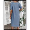 LYRIA Women's Cotton Linen Short Sleeved Dresses Loose And Comfortable Vacation Dress For Women