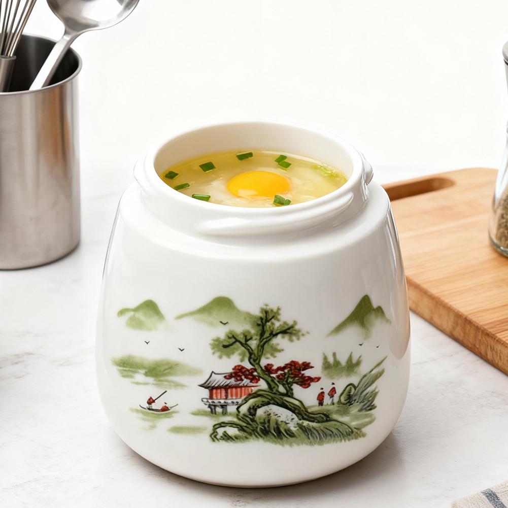 Ceramiczny gotownik do jajek 220 ml Vintage Koszyczek do gotowania jajek Ceramiczny kubek na jajko Na śniadanie Serwowanie Gotowane na parze Kuchnia Gotowanie w domu Kobiety Mężczyźni Desery