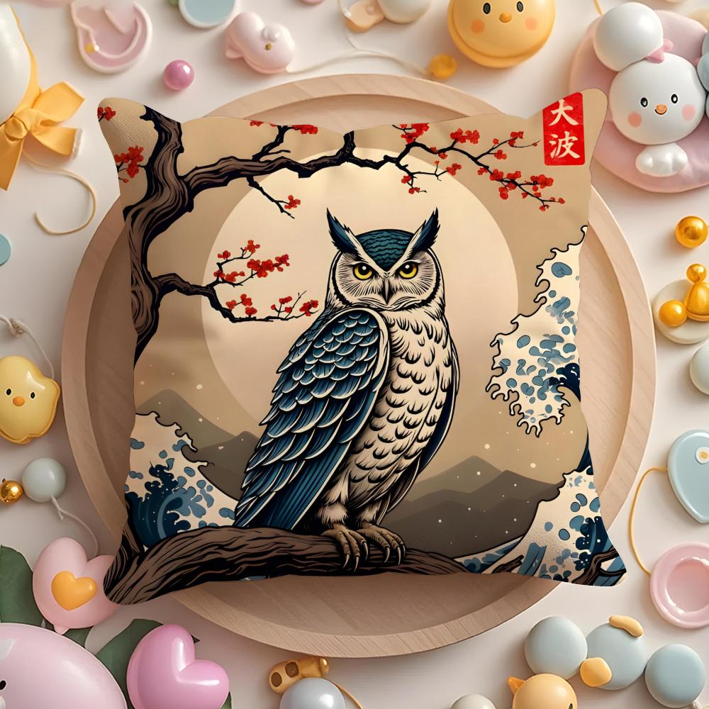 Animals The Great Wave Katsushika Hokusai Cushion Cover Plush Fabric Soft DoubleSided Printed Sofa Warm Home Gift Pillow Cover