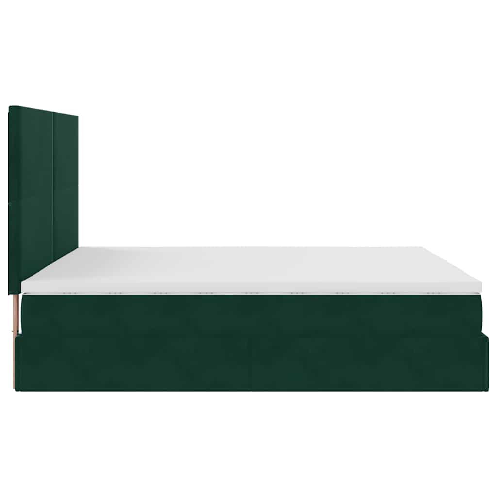 Ottoman Bed with Mattress Dark Green 160x200 Cm Velvet