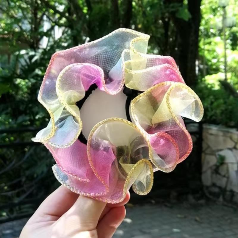 New Children's Ballet Dance Ball Hair Net Cover Girl Snow Gauze Lace Updo Hair Net Hood Flower Drawstring