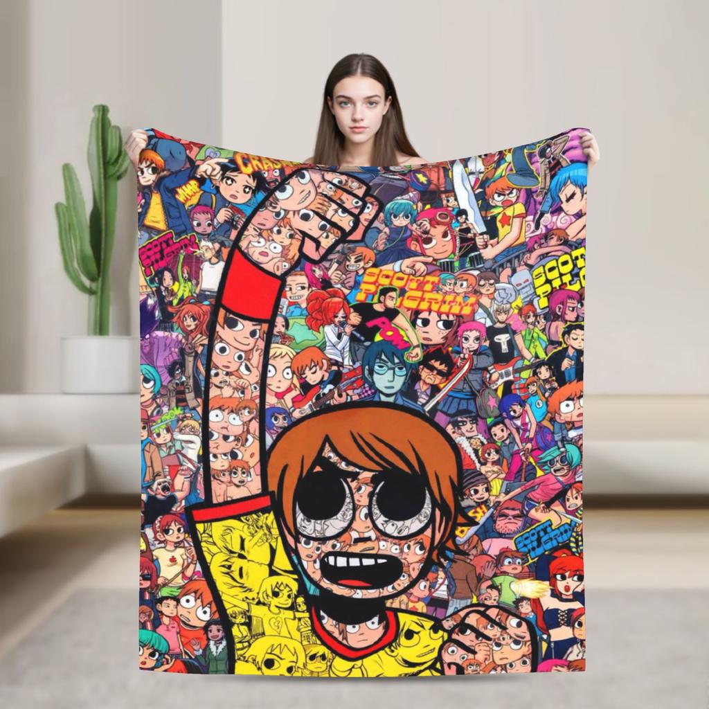 Indie Film Character Scott Pilgrim Blankets Soft Plush Throw Blanket For Home Decor Airplane Travel Flannel Bedspread Bed Cover