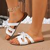 Flat Heel Slippers Spring and Summer New Fish Mouth Solid Color Bow Light Flat Bottom Roman Beach Sandal Women