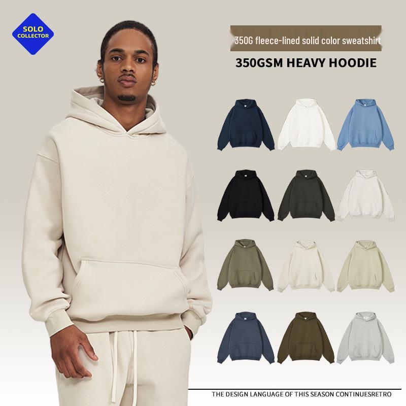 2025 Herren Oversize Dicker Hoodie, Mit Samt gefüttert, Herbst/Winter Kollektion, 350g Trendiger Amerikanischer Stil.