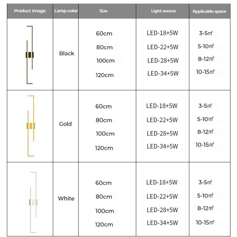 60/80/100/120cm Linear Aluminum Wall Lamp Living Room Bedroom Aisle Light Minimalist LED Wall Lights