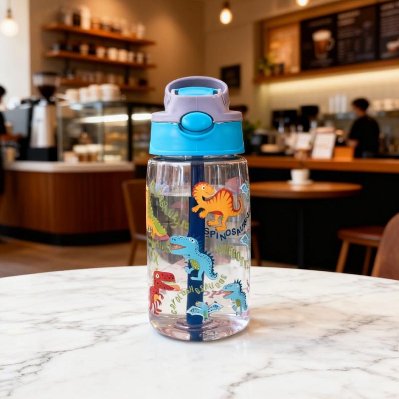 Kids Water Sippy Cup Kids 480ml Water Bottle with Straw and Handle Portable Drinking Bottle Cup Children белый