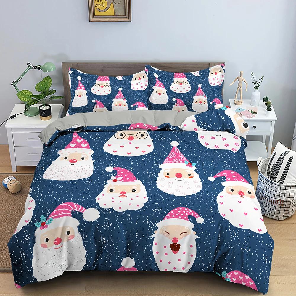 Set Biancheria da Letto Decorazione Natalizia Lusso Morbido Copripiumino Set 3D Stampato Natale Coperta Trapuntata King Queen Twin Size Tessile per la Casa
