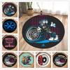 Fuuny Wheel Pattern Round Carpet Circle Floor Mat for Living Room Bedroom Decoration Non Slip Home Sofa Coffee Table Area Rugs
