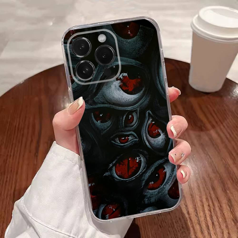 Scary Red Evil Demon Eyes Phone Case For iPhone 17,16,15,14,13,12,11 Plus,Pro,Max,XR,XS,Plus,E,SE4,Mini Transparent Cover