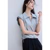VICTORIA&VERA Women's Commuter Lapel Gingham T-Shirt