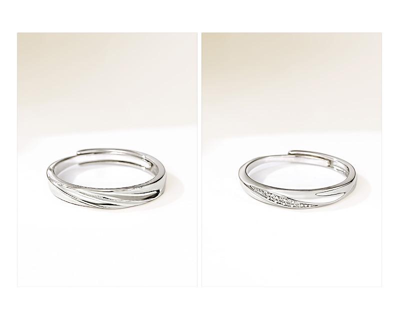 999 Sterling Silver Adjustable Couple Rings: River of Love Design for Men & Women, Exquisite and High-End