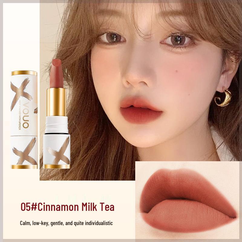 Soft Mist Velvet Matte Lipstick Set - Red-Brown Bean Paste: Non-Fading, Waterproof & Non-Stick