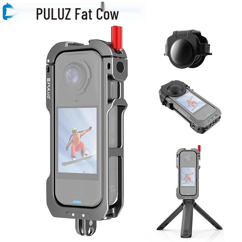PULUZ Fat Cow Insta360 X4 Sport Camera Aluminum Alloy Protective Rabbit Cage Frame серый