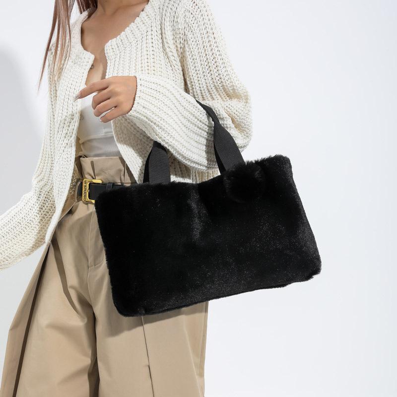 2025 autumn and winter plush cute girl shell bag solid color handbag ins versatile fashion shoulder bag messenger bag