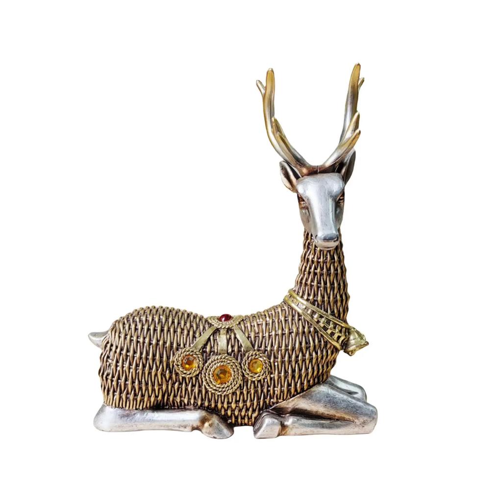 Reindeer Figurines Resin Deer Statues Nordic Miniature Deer Sculptures, Ornaments for Bedroom, Office Tabletop Cabinet Decor