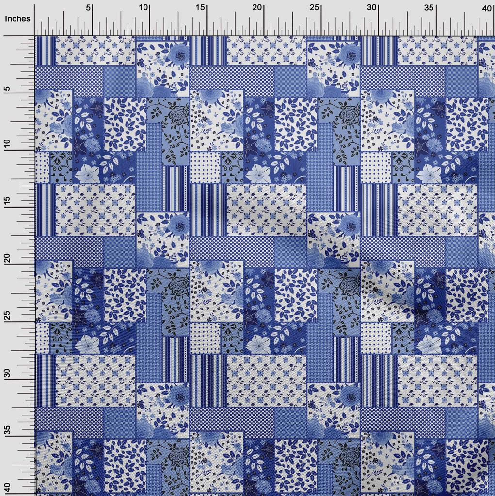 oneOone Cotton Flex Bläulich-Violett-Stoff mit Blumenmuster, Nähstoff Meterware, bedruckt, DIY-Kleidung, Nähzubehör, 101,6 cm