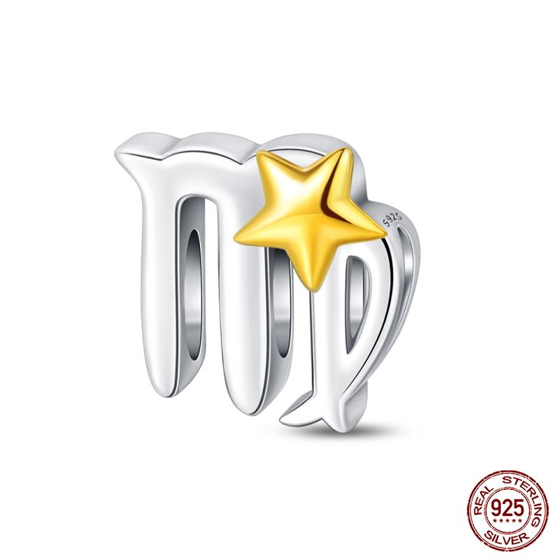 Kupfer 12 Sternbilder Anhänger Goldener Stern Tierkreis Perlen Passend für Qikaola Original Armbänder DIY Geburtstags Schmuck Geschenke