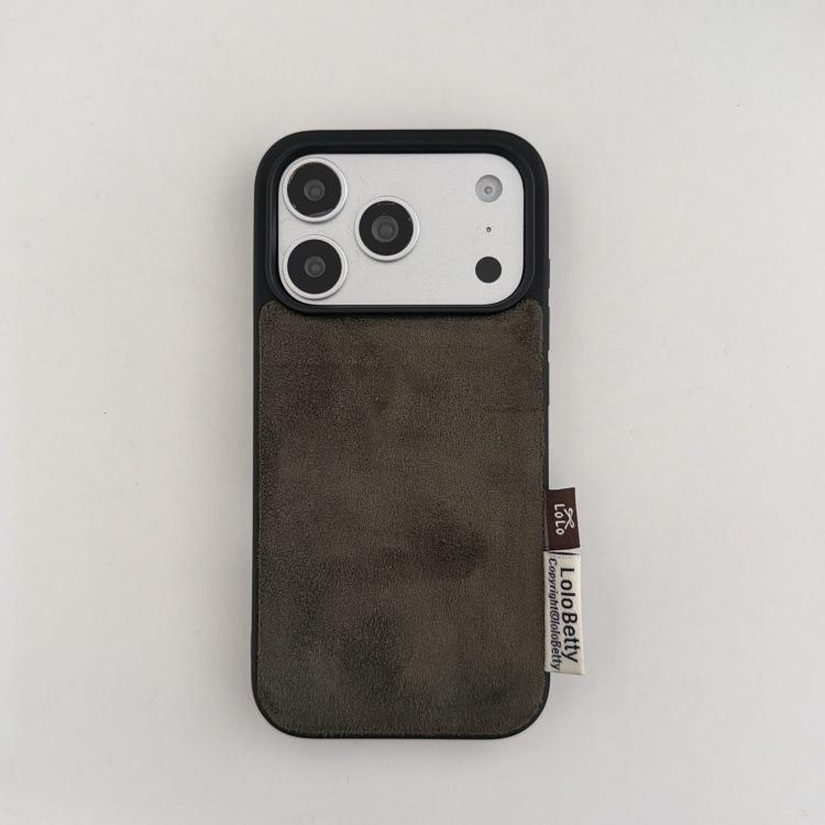 Autumn/Winter Retro Solid Suede Plush iPhone 17 Pro Max/16P/15/14 Case