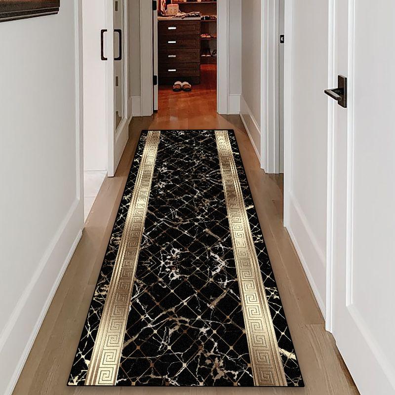 Luxury Modern Carpet Runner Hallway Non-slip Corridor Carpets Golden Aisle Rug Washable Living Room Decoration Long Floor Mats