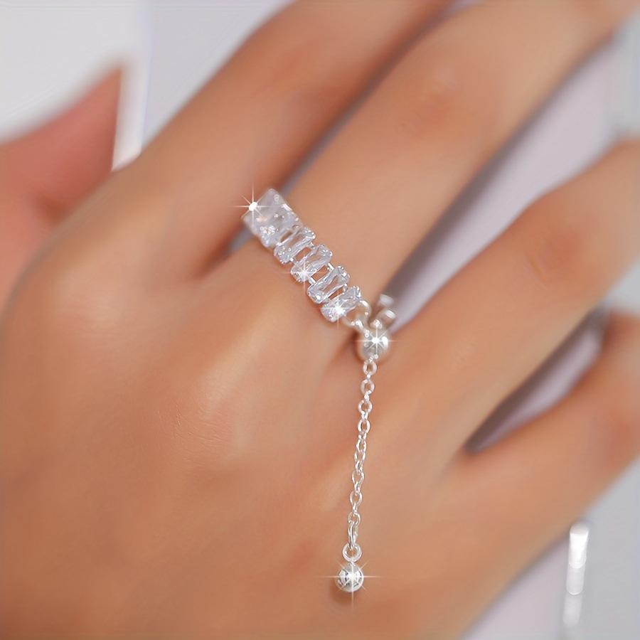 Trendy Adjustable Geometric Square Zircon Ring