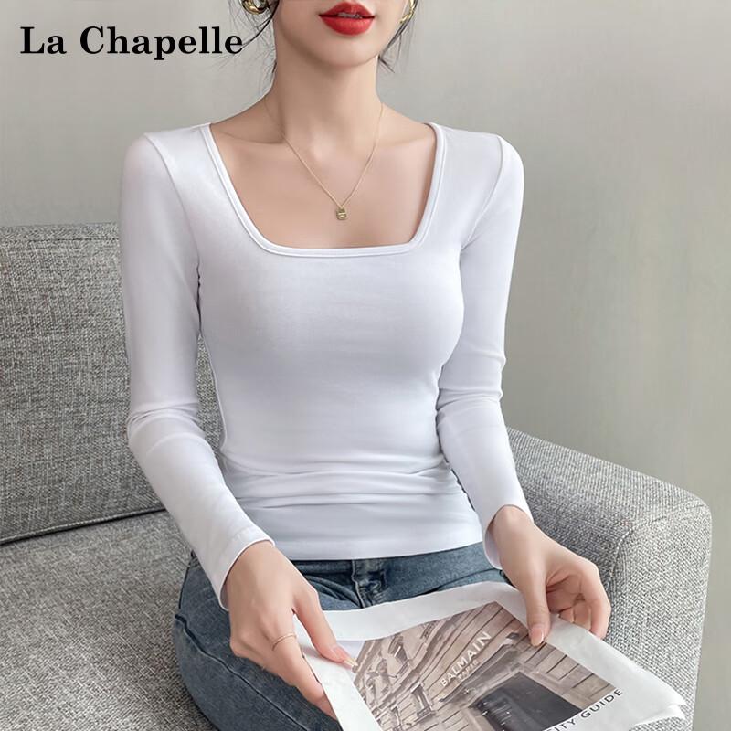 La Chapelle Women's Pure Cotton Square Neck Long Sleeve T-Shirt