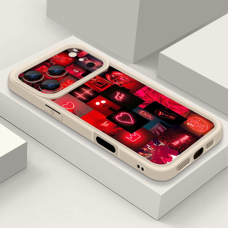 Red Heart Pattern TPU Phone Case For iPhone Air 16e 17 16 15 14 Pro Max 13 12 Pro 15 16 14 Plus Shockproof Soft Silicone Cover