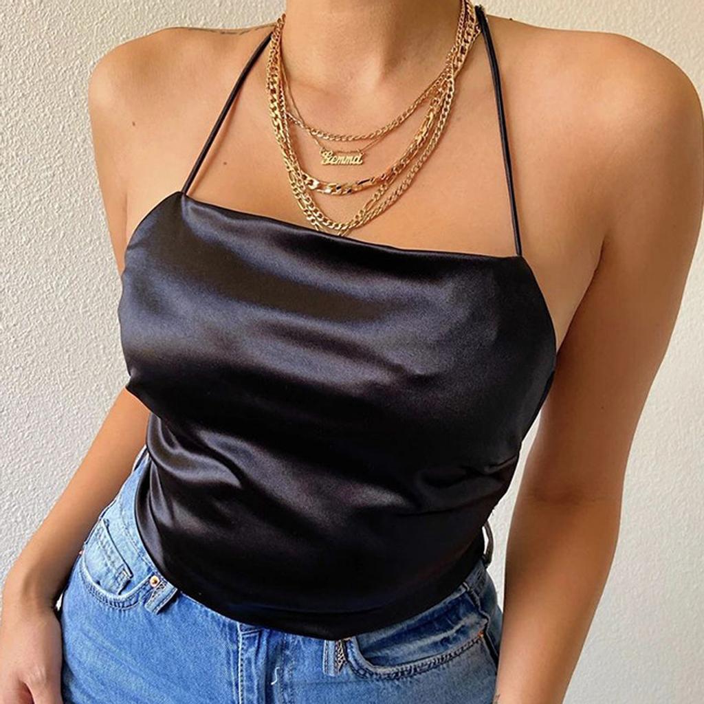 Chal de Color Casual de Moda para Mujer sin Mangas Espalda Abierta Hueco