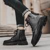 Botines de hombre con cordones Moda cuero felpa cálido Bota Hombre Zapatos de trabajo Tendencia Diseñador Invierno Botas de nieve para hombre Hombres Zapatos Casuales