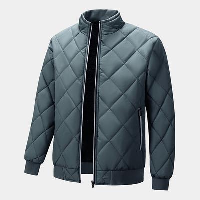 Spring Thickened Jacket Men's Middle-aged and Young People Plus Fleece Jacket Cotton Jacket Thick Stand Collar Warm Windproof Leisure