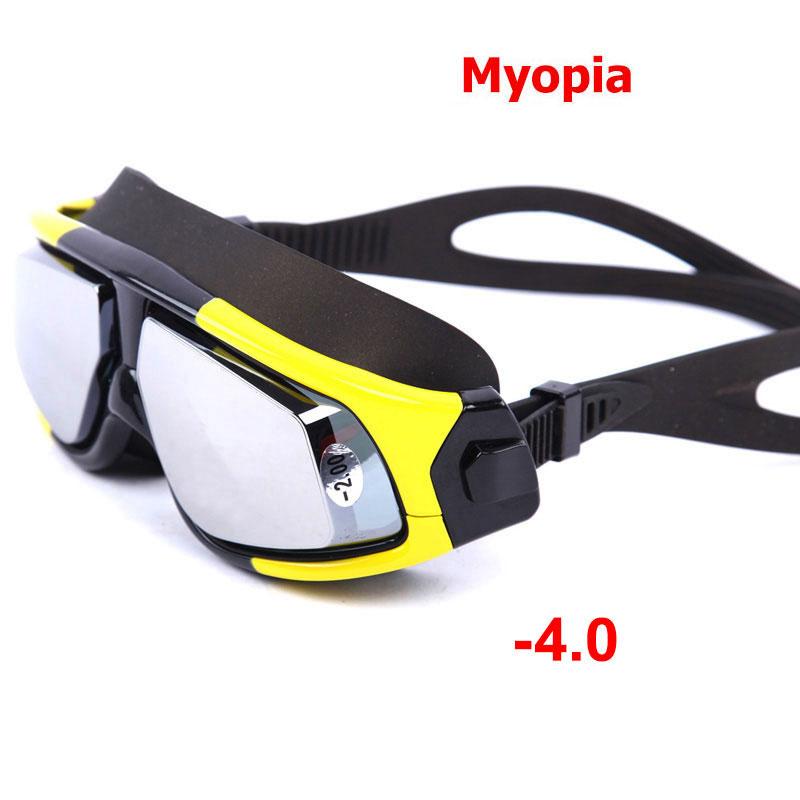 Herren Damen Schwimmen Antibeschlag UV-Schutz Dioptrien Schwimmbrille mit Sehstärke Wasserdicht Großer Rahmen Kurzsichtigkeit Schwimmbrille