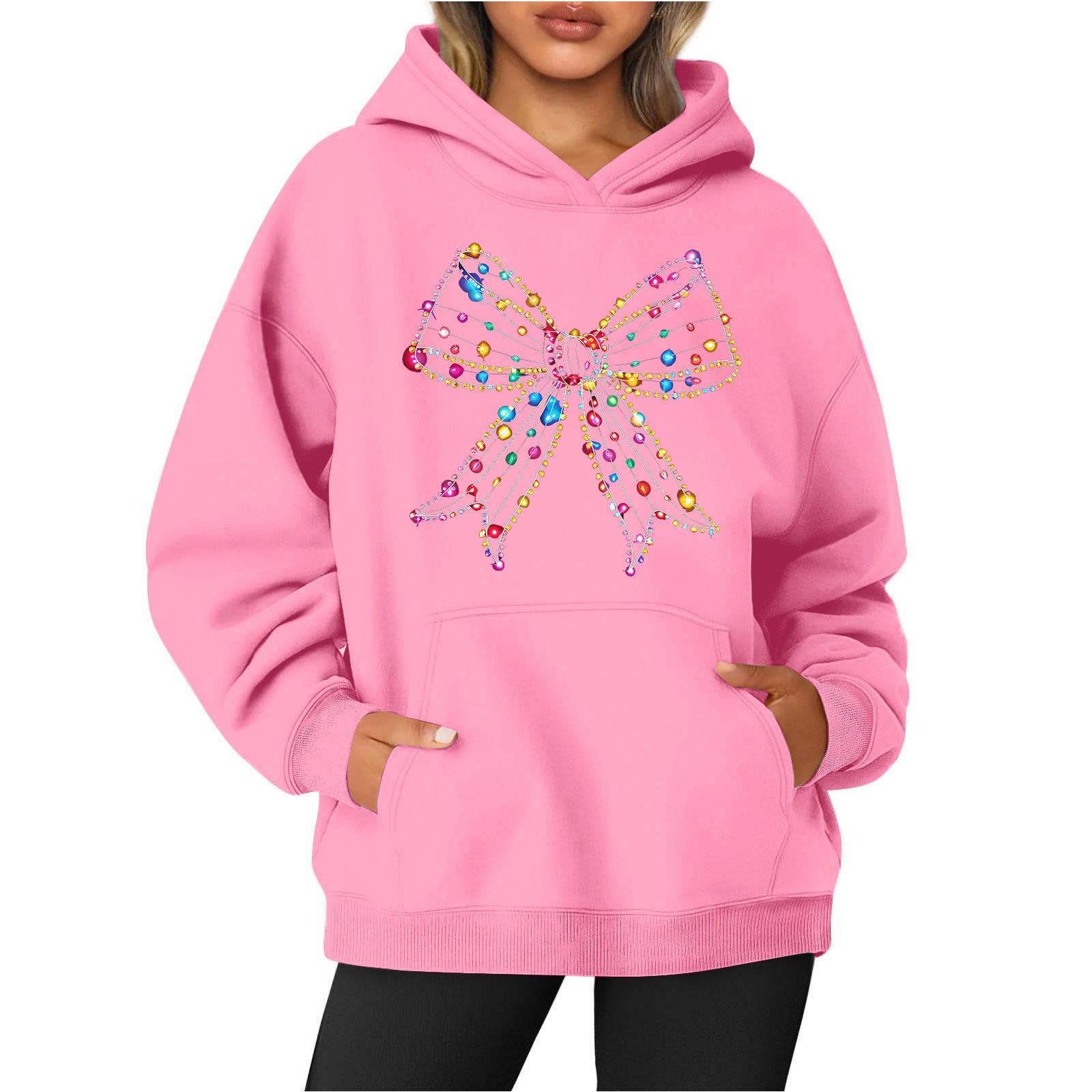 

Женская толстовка с круглым вырезом и длинными рукавами с рождественским принтом XL розовый