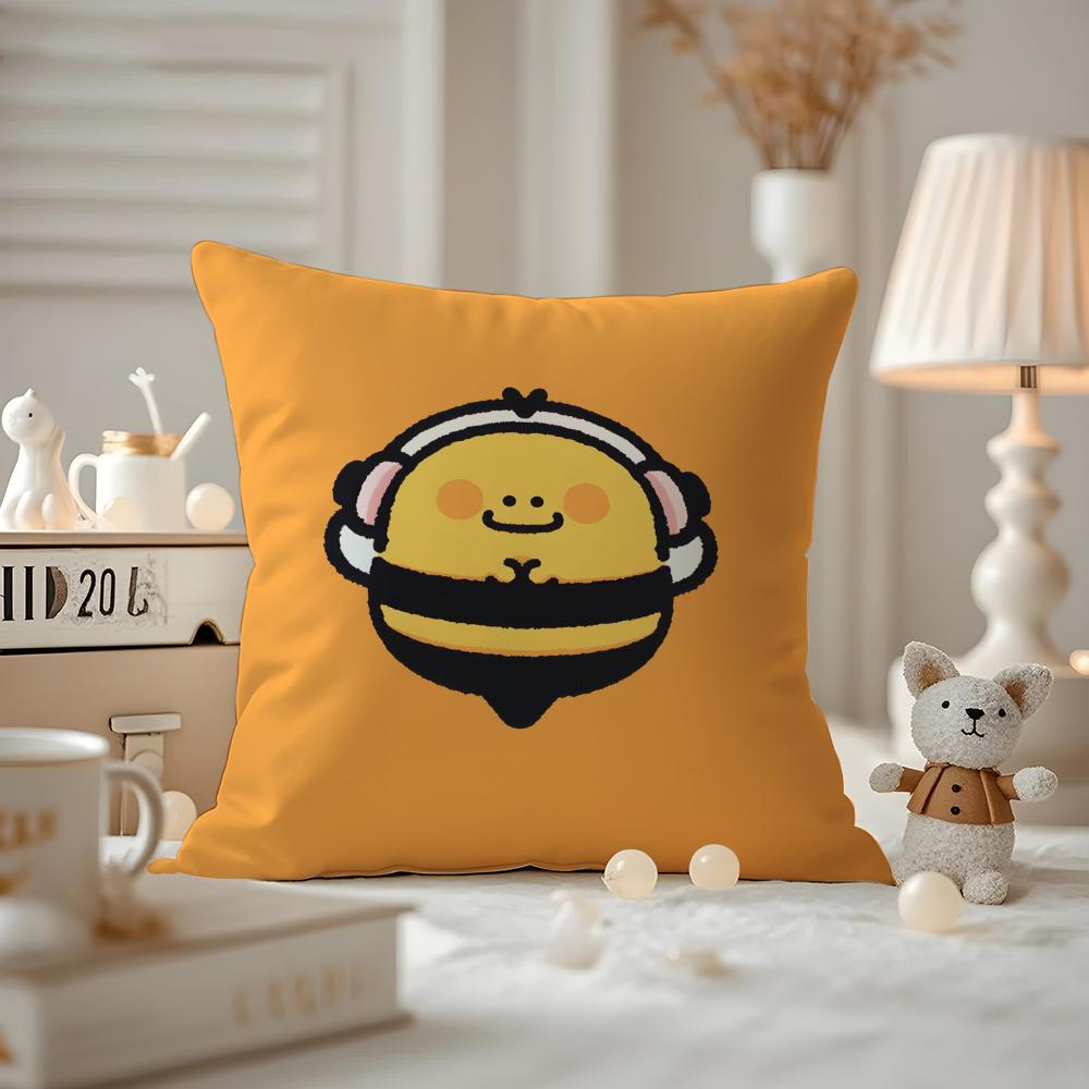 Cushion Cover Anti-dustmite Pillowcase Invisible Zipper Silky Short Plush Sofa Cushion Cover Cute Portrait
