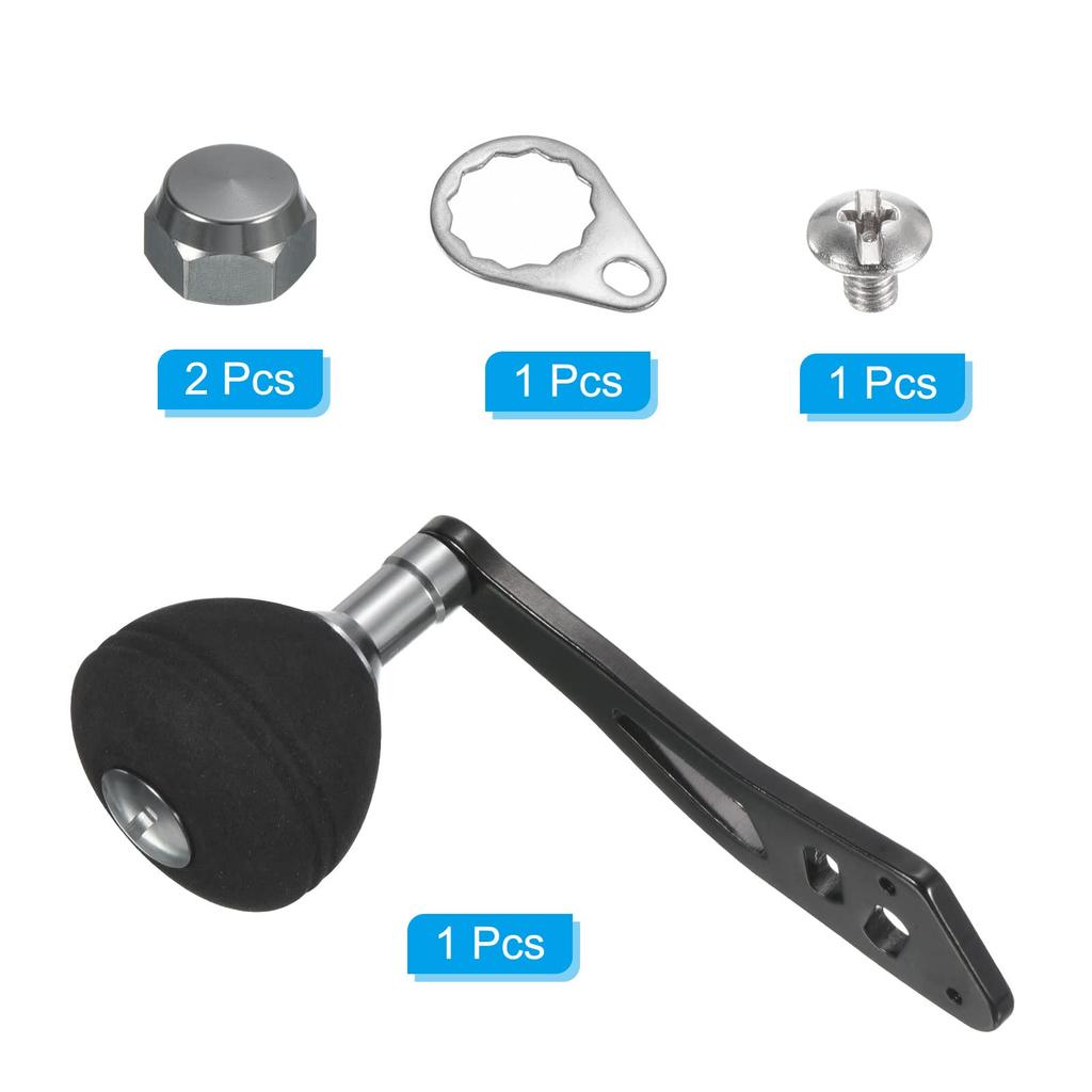 PATIKIL Baitcasting Power Handle Metal Fishing Reel Handle EVA Knob Grip Replacement Part for Rocker Arm Accessory Black