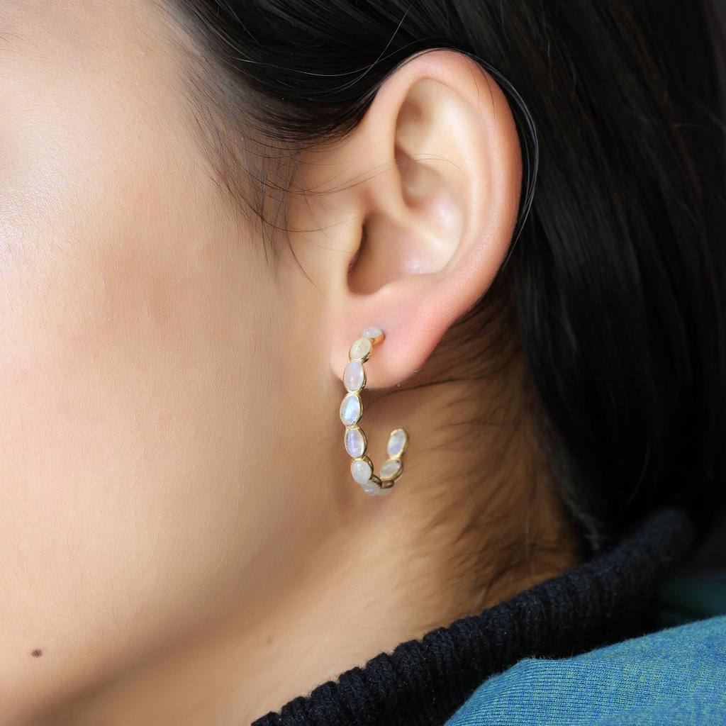 Sterling Silver Moonstone Earrings, Gold Plated Jewelry, June Birthstone Jewelry, Dainty Earrings