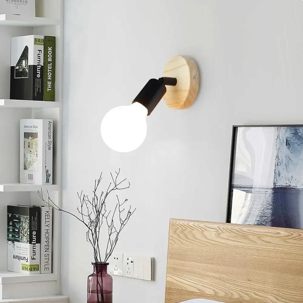 New Design Wrought Iron Wooden Wall Light Sconce Indoor Vintage Nordic Wall Lamp  Indoor Coffee Shop Bedroom