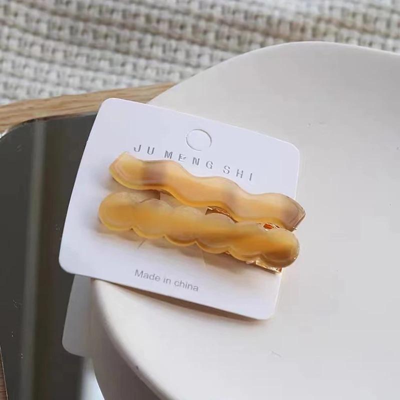 2pcs/set Acetate Hair Clips Pastel Color Wave Geometric Barrettes Women Hair Accessories Side Pins Hairpin