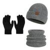 3 Piece Winter Knit Beanie Scarf Glove Set Warm Touchscreen Gloves Neck Gaiter Hat for Men
