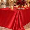 Protective Table Linen for Buffet Solid Color Satin Tablecloth, 102 x 57 Inch Rectangular Silky Cover, High Density Tablecloth Celebration Smooth