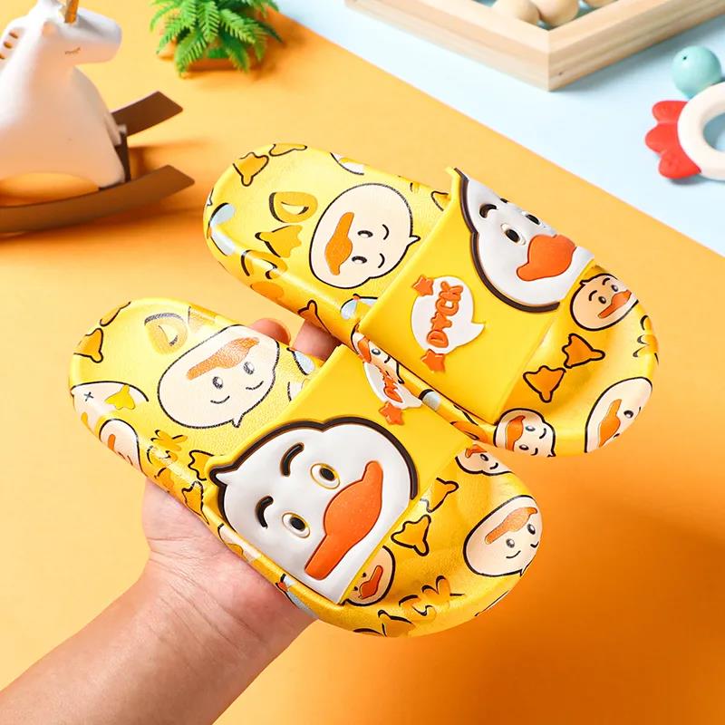 Kinder Hausschuhe Sommer Jungen Mädchen Weiche Sohle Flache Anti-slip Hausschuhe Haushalt Dusche Casual Vielseitige Cartoon Ente Strand Hausschuhe