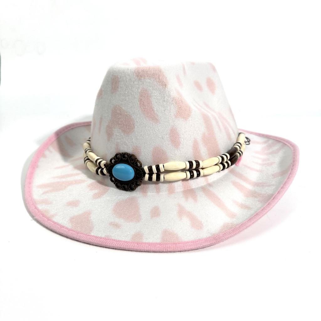 New Cow Printed Western Cowboy Hat Black And White Manufacturer Printed Top Hat Milk Color Double-Sided Jazz Hat