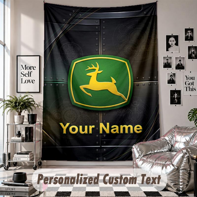 Wandbehang mit individuellem Namen & Text, John Deere Dekorationstuch für das Schlafzimmer
