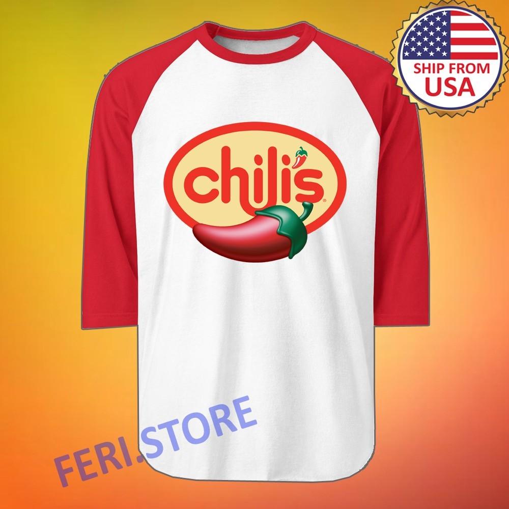 

Chili s Food Restaurant Men s Raglan White Red Size S to 2XL 2XL
