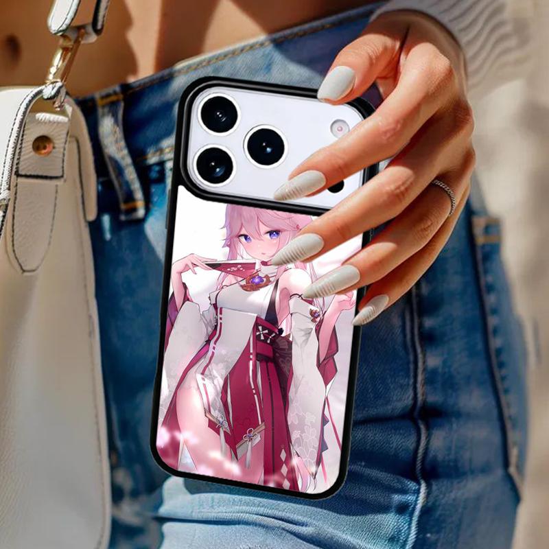 Genshin Impact Yae Miko Phone Case For iPhone 17 Air 14 15 13 12 Max Cover For Apple 14 15 16 16e 11 Pro Max Plus Coque