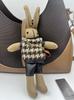 Chic French Style Rabbit Houndstooth Sweater Backpack Charm