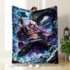 A Warrior Wielding a Glowing Hammer Faces a Fierce, Electrified Serpent. for All Seasons Blanket Lunch Break Throw Gift