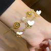 Korean Style Zircon Mother-of-Pearl Round Center Bracelet - Light Luxury Vintage Y2K Versatile Jewelry
