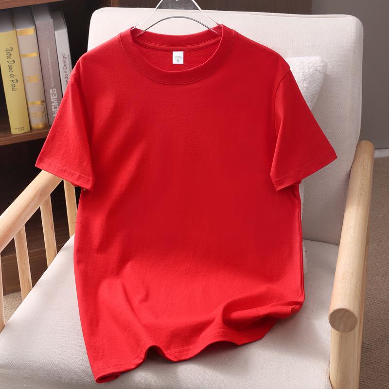 New Chinese Style Unisex Cotton Short Sleeve T-shirt with Auspicious Print