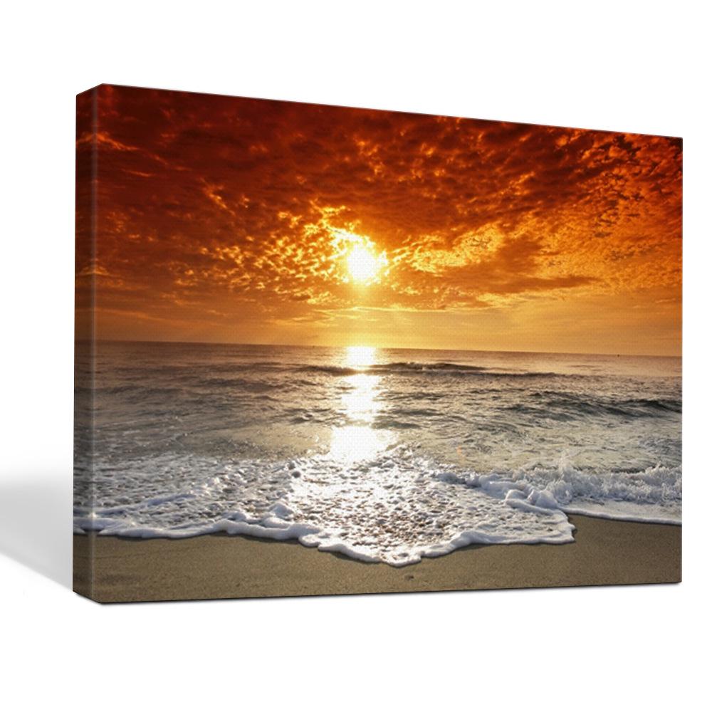 EPSON Inkjet Print Core - Seascape Sunset Ocean Beach Wave Landscape Solid Wood Frameless Painting