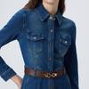 LANCI French Retro Cotton Slimming Denim Shirt Dress