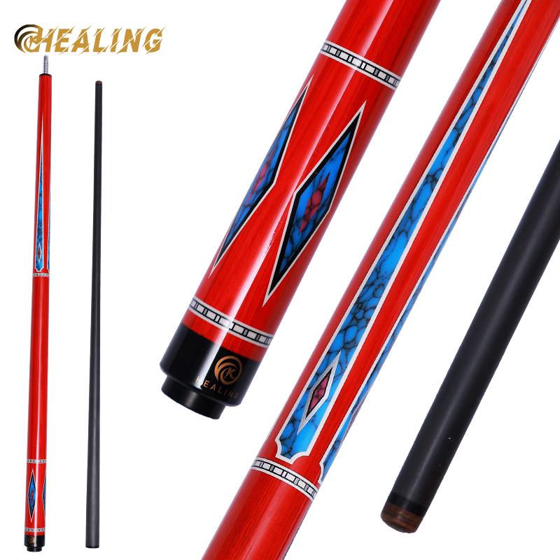 OKHEALING Carbon Fiber Pool Cue Black Technology Billiard Cue Sticks 12.4mm Tip Radial Pin Joint 147cm Length 19~20oz Weight, Red
